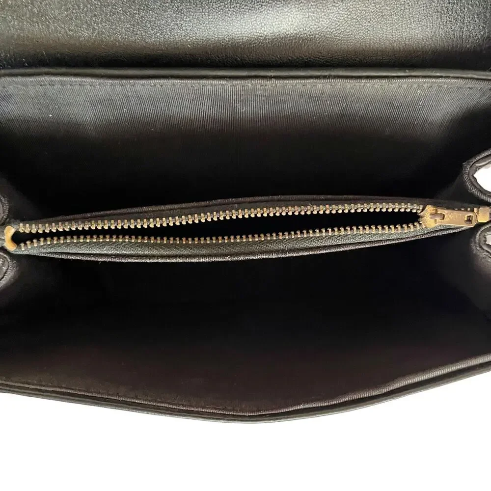 Vintage Verdi Black Embossed Turnlock Satchel Handbag - Made in USA